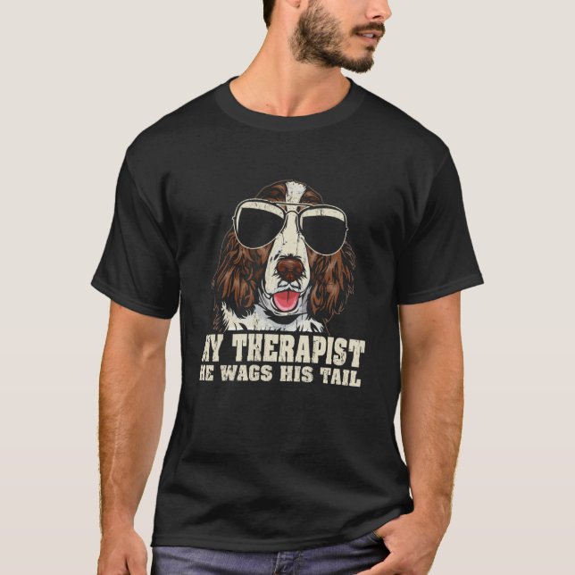Camiseta My Therapist He Wags His Tail English Springer Spa (Frente)