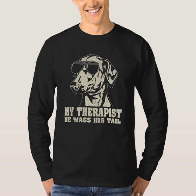 Camiseta My Therapist He Wags His Tail German Pinscher (Frente)