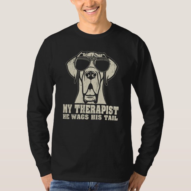 Camiseta My Therapist He Wags His Tail Great Dane (Frente)