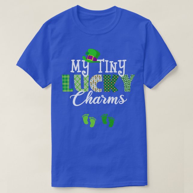 Camiseta My Tiny Lucky Charms St Patrick's Day Twin Pregnan (Frente do Design)