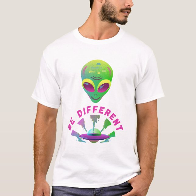 Camiseta My Vibe Be Different – Alien & Spaceship Design (Frente)