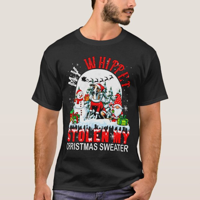 Camiseta My Whippet Stolen My Christmas Sweater Santa Dog O (Frente)
