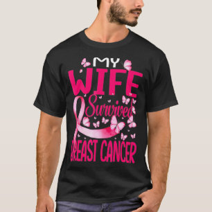 Camiseta My Wife Survived Breast Cancer Awareness Butterfly