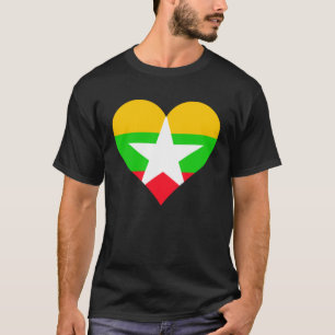 Camiseta Myanmar Flag Heart Myanmar Love Myanmar (Birmânia)
