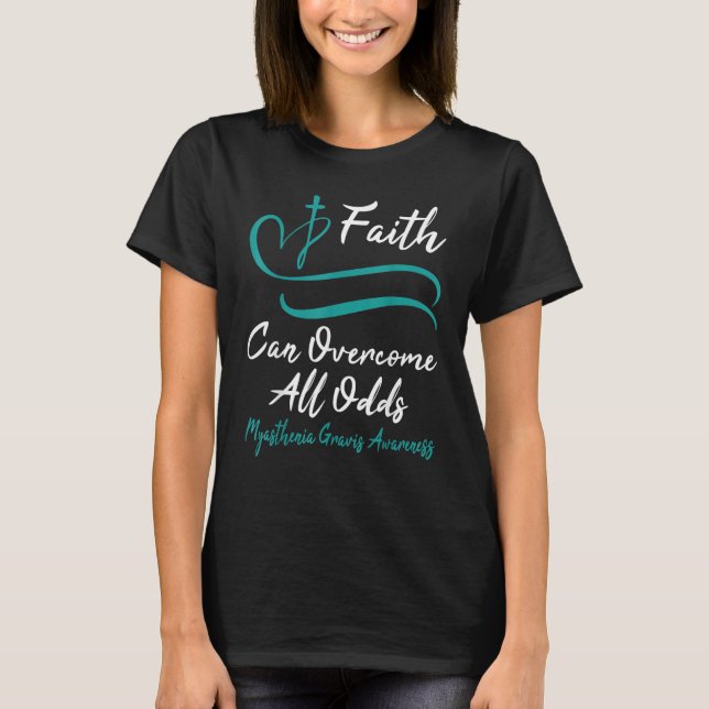 Camiseta Myasthenia Gravis Awareness Teal Ribbon Christian  (Frente)