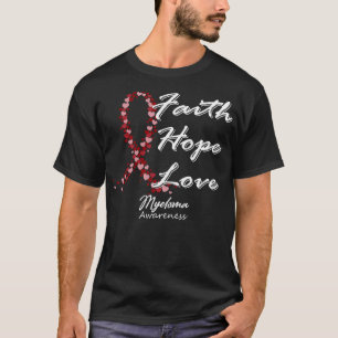 Camiseta Myeloma Consciência Fé Esperança Amor Nesta Famíli
