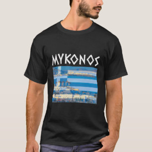 Camiseta Mykonos com Gráfico de Sinalizador Grego