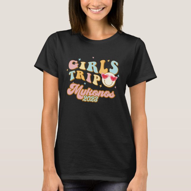Camiseta Mykonos Girls Trip 2023 Women Greek Island Greece  (Frente)