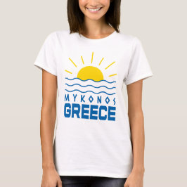 Camiseta Mykonos Grécia Brilho Do Sol E Ondas Do Mar Femini