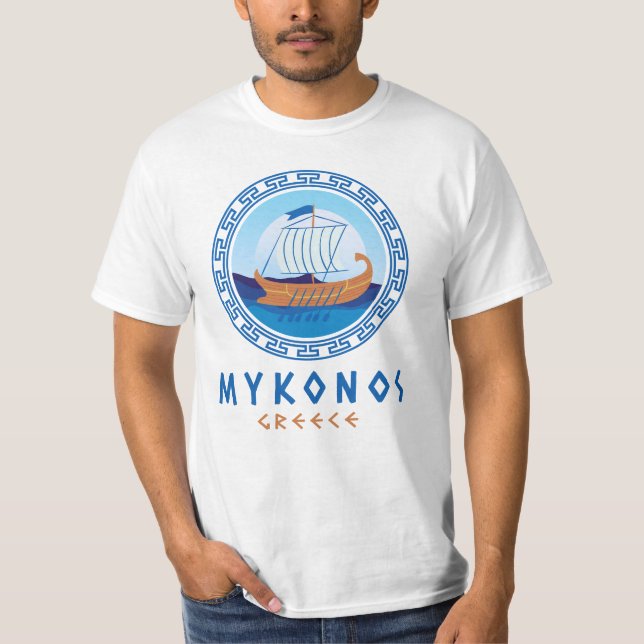 Camiseta Mykonos, Grécia de navios da Grécia (Frente)