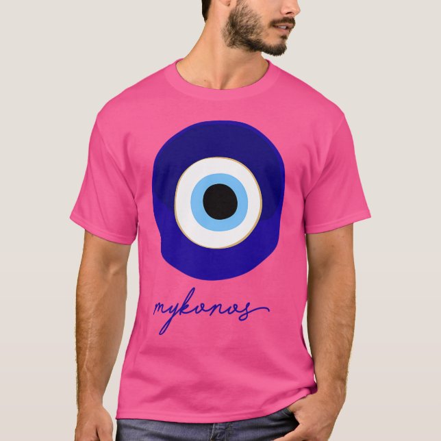 Camiseta Mykonos - Grécia Mati Edition Blue White. (Frente)