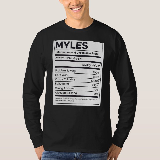 Camiseta Myles Nutrition Information Problem Solving Duro W (Frente)