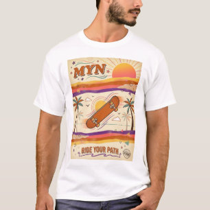Camiseta MYN Vintage Anos 70 Pôr do Sol Skateboard Palmeira