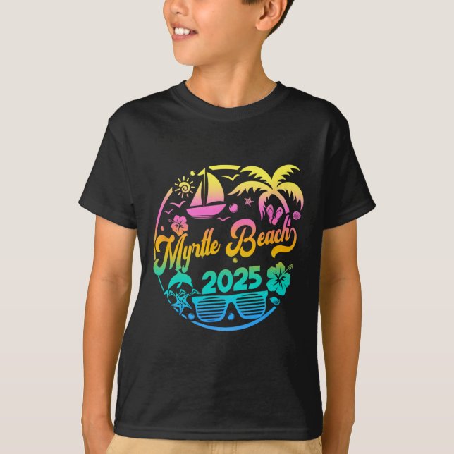 Camiseta Myrtle Beach 2025 Family Vacation Beach Matching G (Frente)
