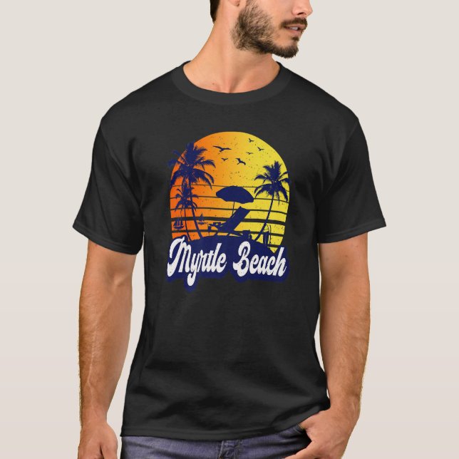 Camiseta Myrtle Beach Carolina Sunset Beach Retro Premium (Frente)