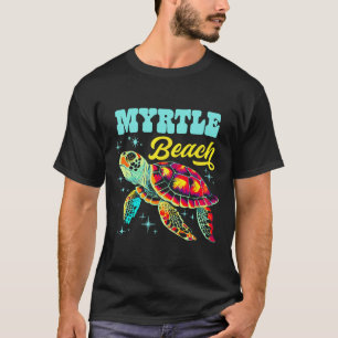 Camiseta Myrtle Beach Sc Artística Mar Tartaruga Retro