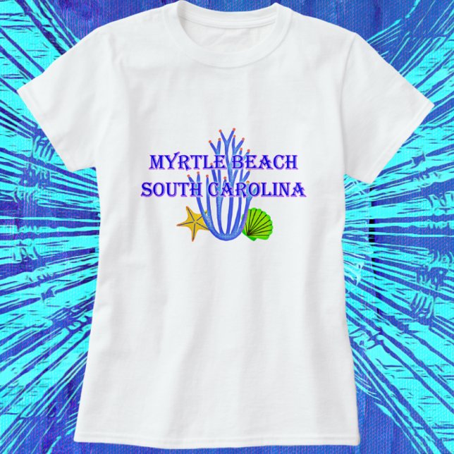 Camiseta Myrtle Beach SC Coral Starfish e Scallop Shell T (Criador carregado)