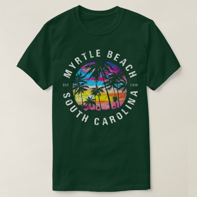 Camiseta Myrtle Beach SC Palm Tree (Frente do Design)