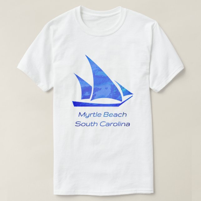 Camiseta Myrtle Beach SC Sleek Bright Blue (Frente do Design)
