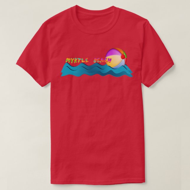 Camiseta Myrtle Beach SC Waves com Beach Ball (Frente do Design)