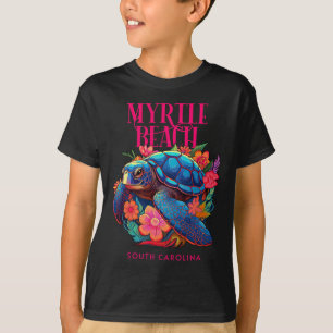 Camiseta Myrtle Beach South Carolina Floral Beach Turtle So