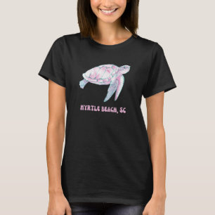 Camiseta Myrtle Beach South Carolina Rosa e Blue Sea Turt