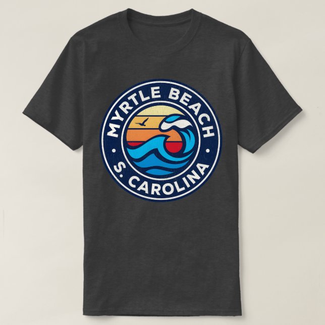 Camiseta Myrtle Beach South olina Sc Ondas Marítimas (Frente do Design)