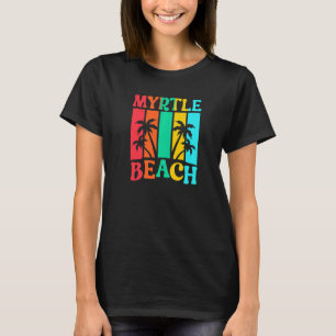 Camiseta Myrtle Beach Summer Férias Brilhante Cores Retro