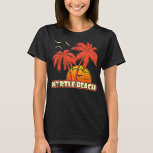 Camiseta Myrtle Beach Summer Palm Trees 80s Beach Sunset