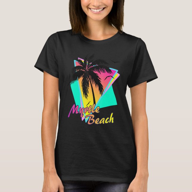 Camiseta Myrtle Beach Tropical Summer Palm Tree Sunset (Frente)