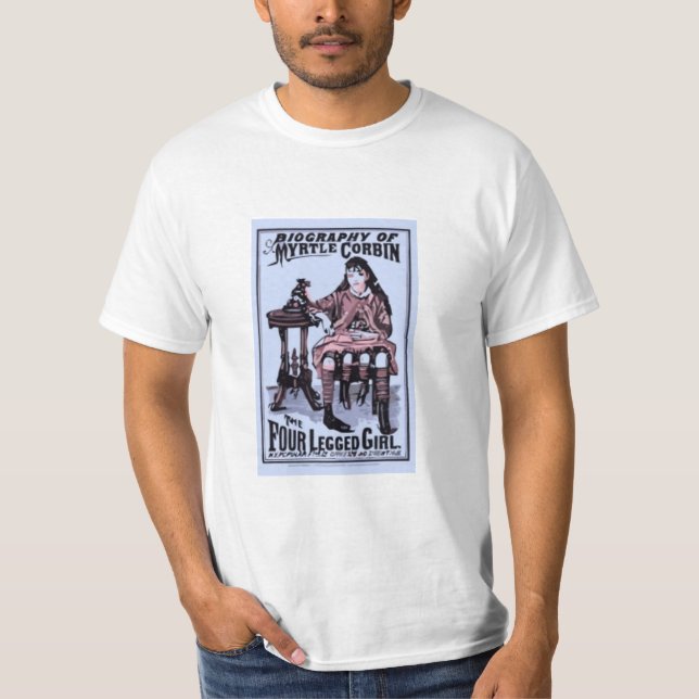 Camiseta Myrtle Corbin a menina de quatro patas (Frente)
