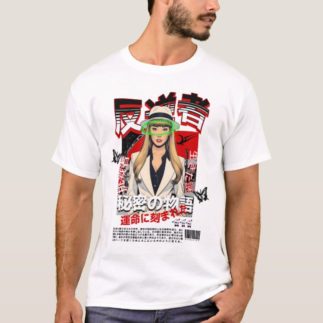Camiseta Mysterious Rebel - Japanese Noir Style (Frente)