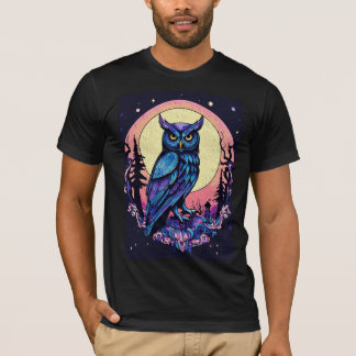 Camiseta Mystic Moon Owl Encantando Estilo Nocturno