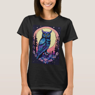 Camiseta Mystic Moon Owl Encantando Estilo Nocturno