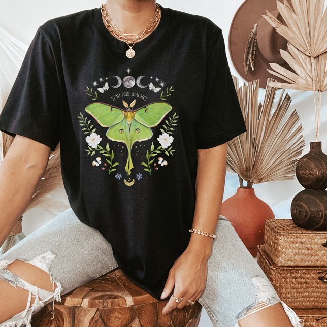 Camiseta Mystical Celestial Green Luna Moth (Criador carregado)