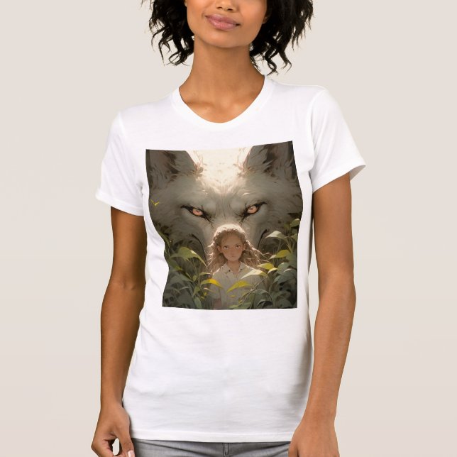 Camiseta Mystical Fantasy Wolf Guardian Anime (Frente)