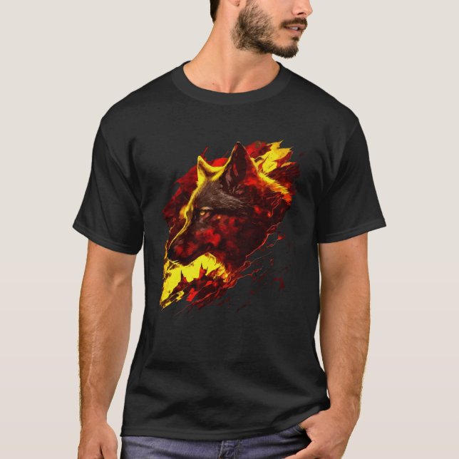 Camiseta Mystical Iberian Wolf Spain Flag Colors (Frente)