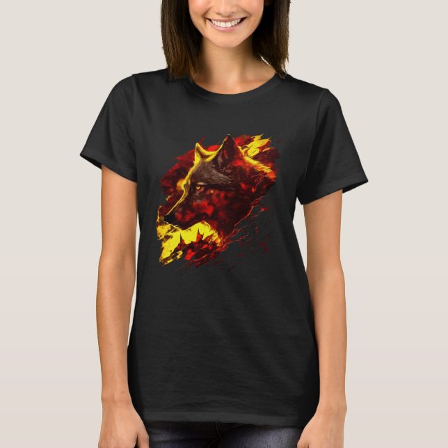 Camiseta Mystical Iberian Wolf Spain Flag Colors (Frente)