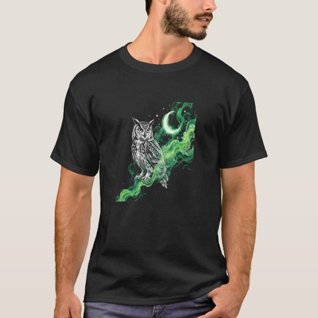 Camiseta Mystical Owl with Moon T-SHIRT - Wildlife art (Frente)