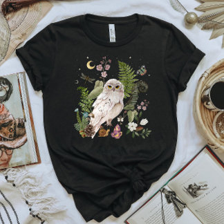 Camiseta Mystical White OWL Cottagecore