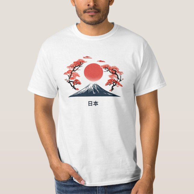 Camiseta Mystischer Mount Fuji Japanische Schönheit (Frente)