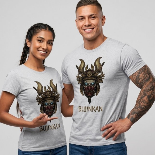 Camiseta Mythical Bujinkan Samurai Mask Glowing Eyes Tee (Criador carregado)