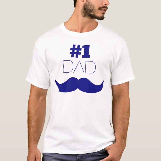Camiseta Nº 1 - bigode azul Pai - Número Um (Frente)