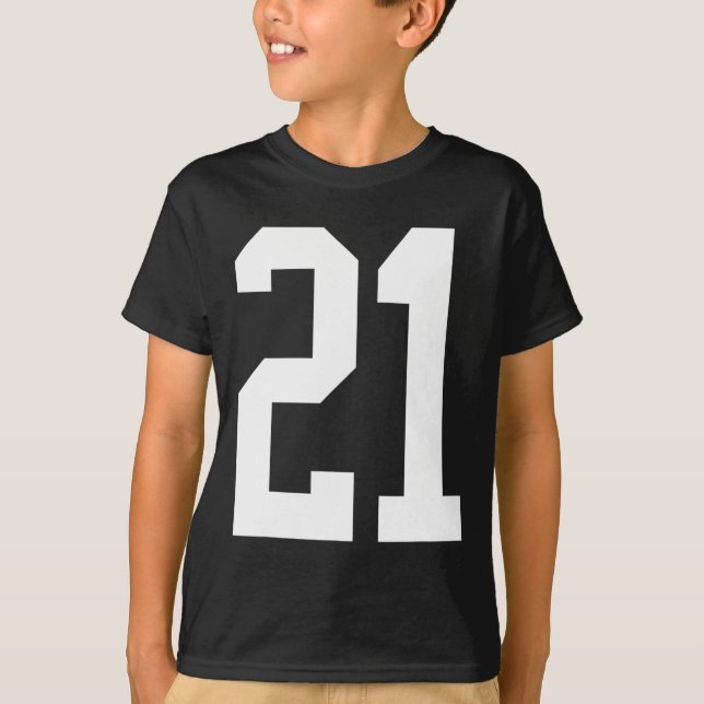 Camiseta Nº 21 Branco 21 Estilo de Ventilador Esportivo (Frente)