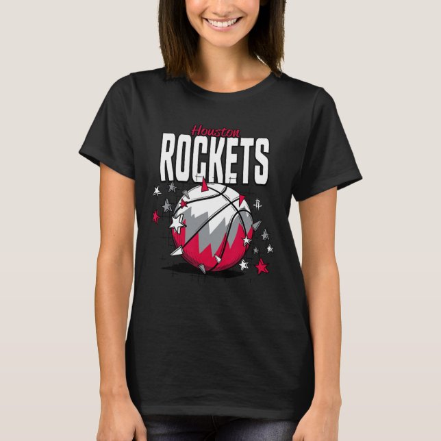 Camiseta N Houston Rockets Esboço Estrelas Doodle (Frente)
