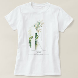 Camiseta N Monograma Verde Dourado Deixa Elegante