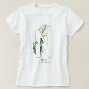 Camiseta N Monograma Verde Dourado Deixa Elegante