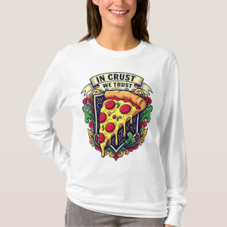 Camiseta "Na Crust Confiamos" Pizza Engraçada