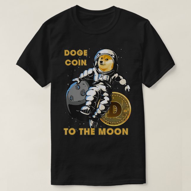 Camiseta Na Dogecoina À Lua Cripto Cães Engraçados (Frente do Design)