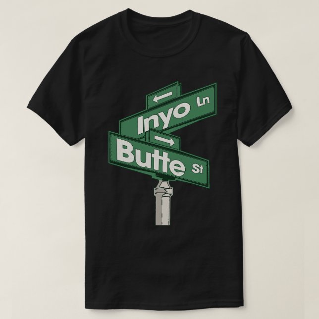 Camiseta Na esquina de Inyo e o engraçado humor adulto (Frente do Design)